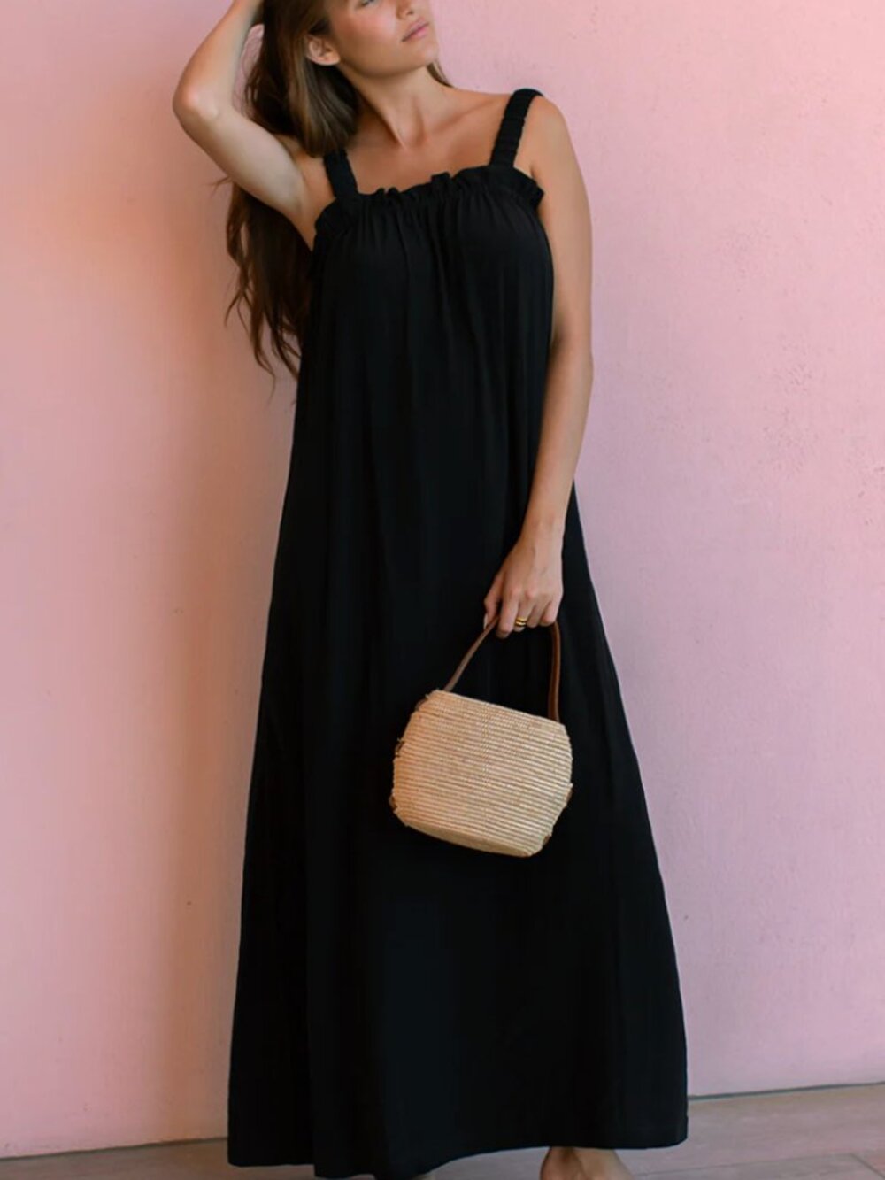 Emerson Fry Black Ophelia Maxi Dress Size Medium Detachable straps